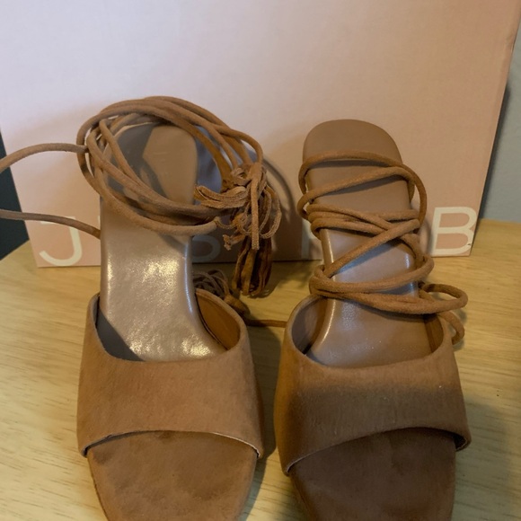 NWB Just Fab faux suede sandal 👡 ties up ankle size 6 - Picture 4 of 5